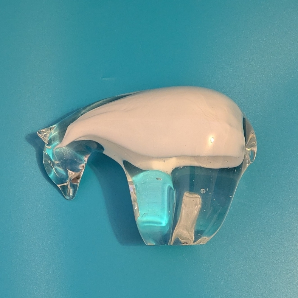 White & Clear Alaska Polar Bear Paperweight